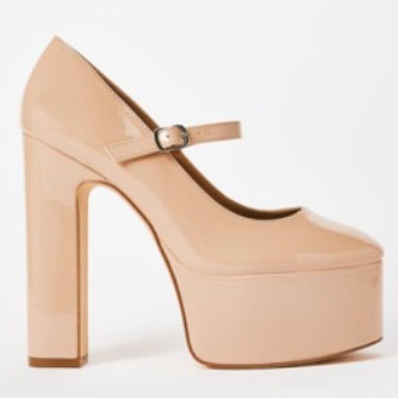 Sexy Nude Platform Mary Jane High Heels - Picture 2 of 4